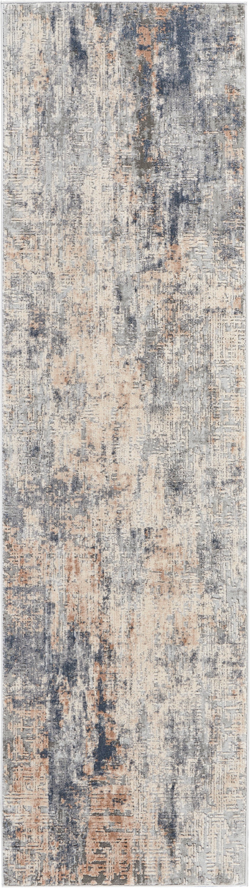 Nourison Rustic Textures 2'2" x 7'6" Grey Beige Modern Indoor Rug