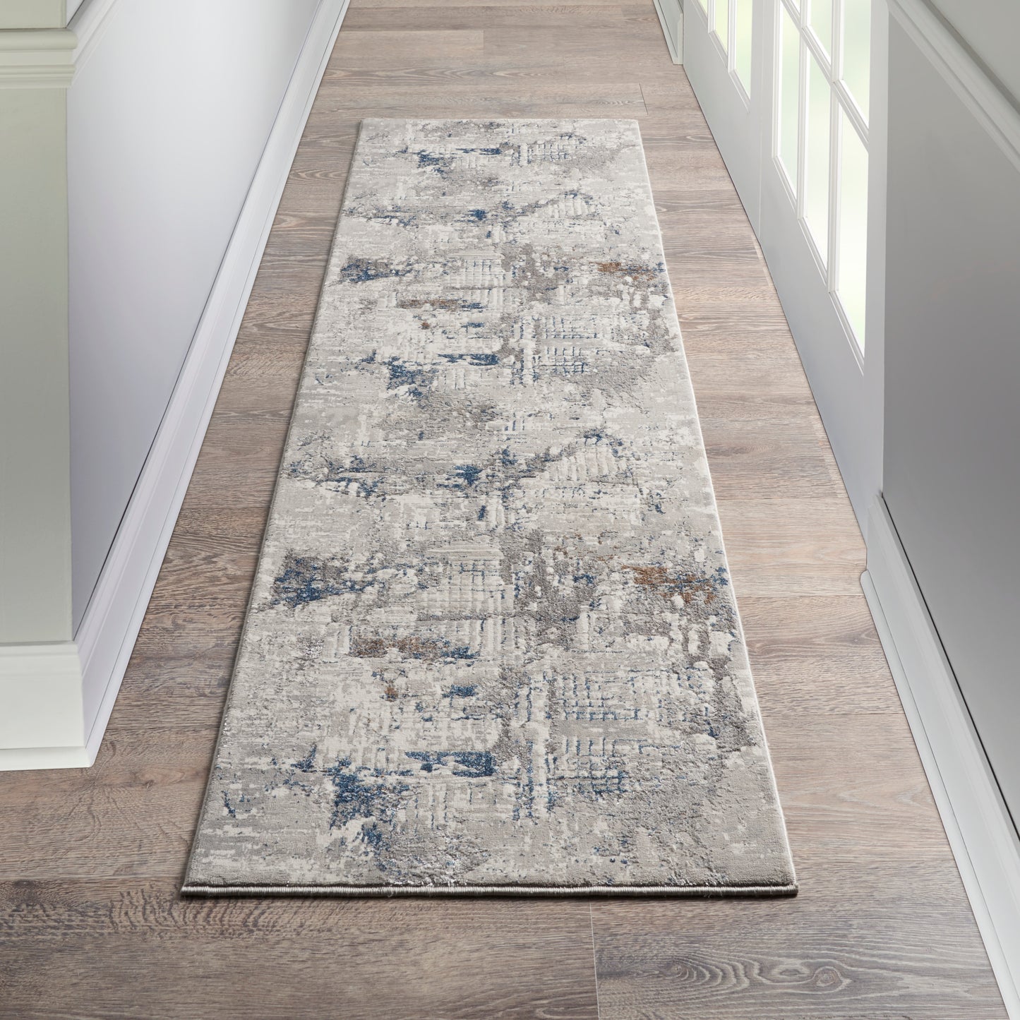 Nourison Royal Terrace 2'2" x 7'6" Ivory Blue Modern Indoor Rug