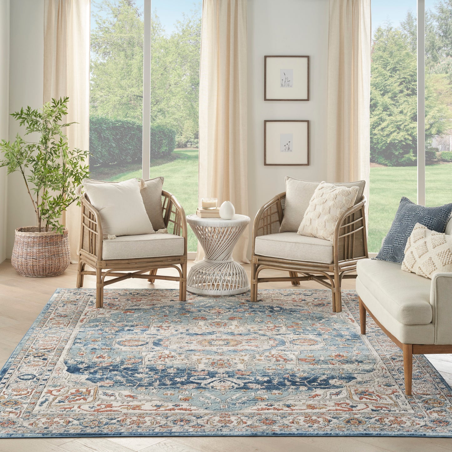 Nourison Quarry 8'10" x 11'10" Ivory Blue Vintage Indoor Rug