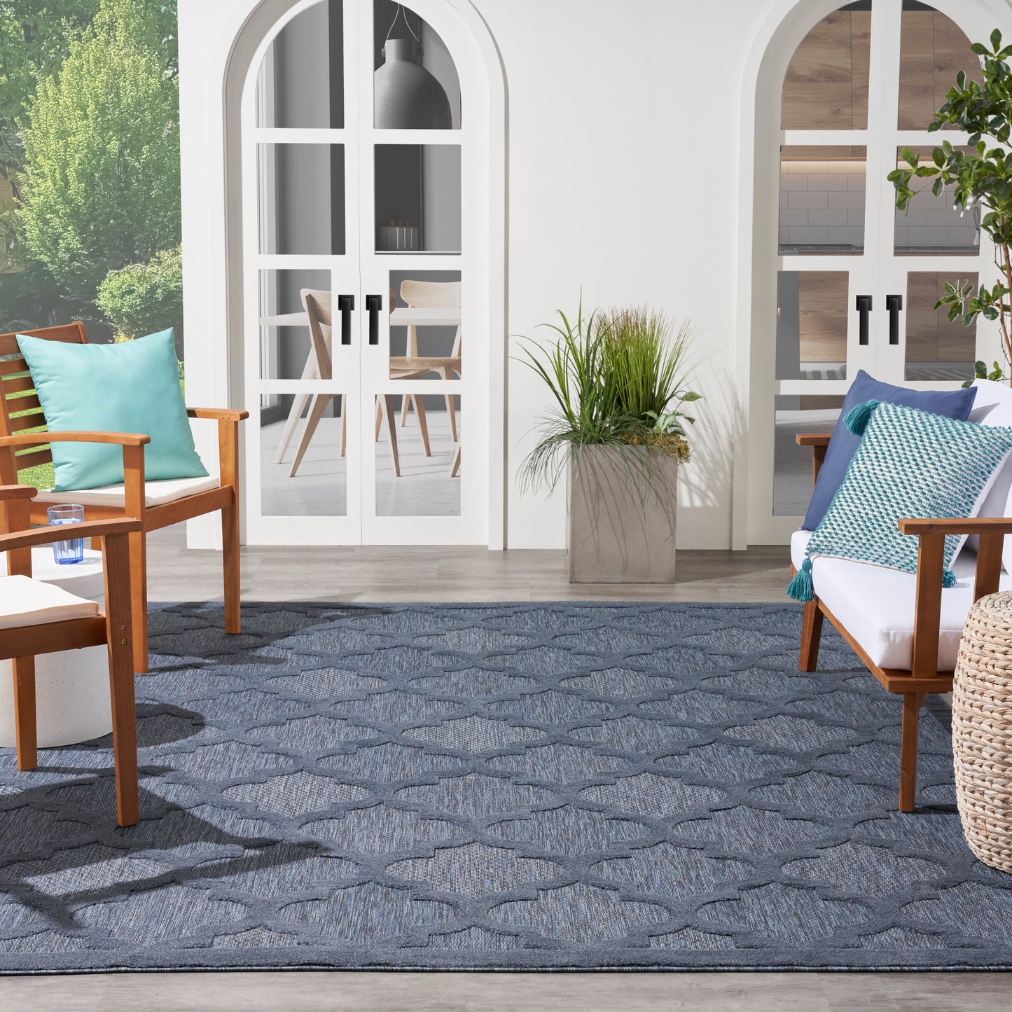 Nourison Easy Care 7' x 10' Navy Blue Modern Rug