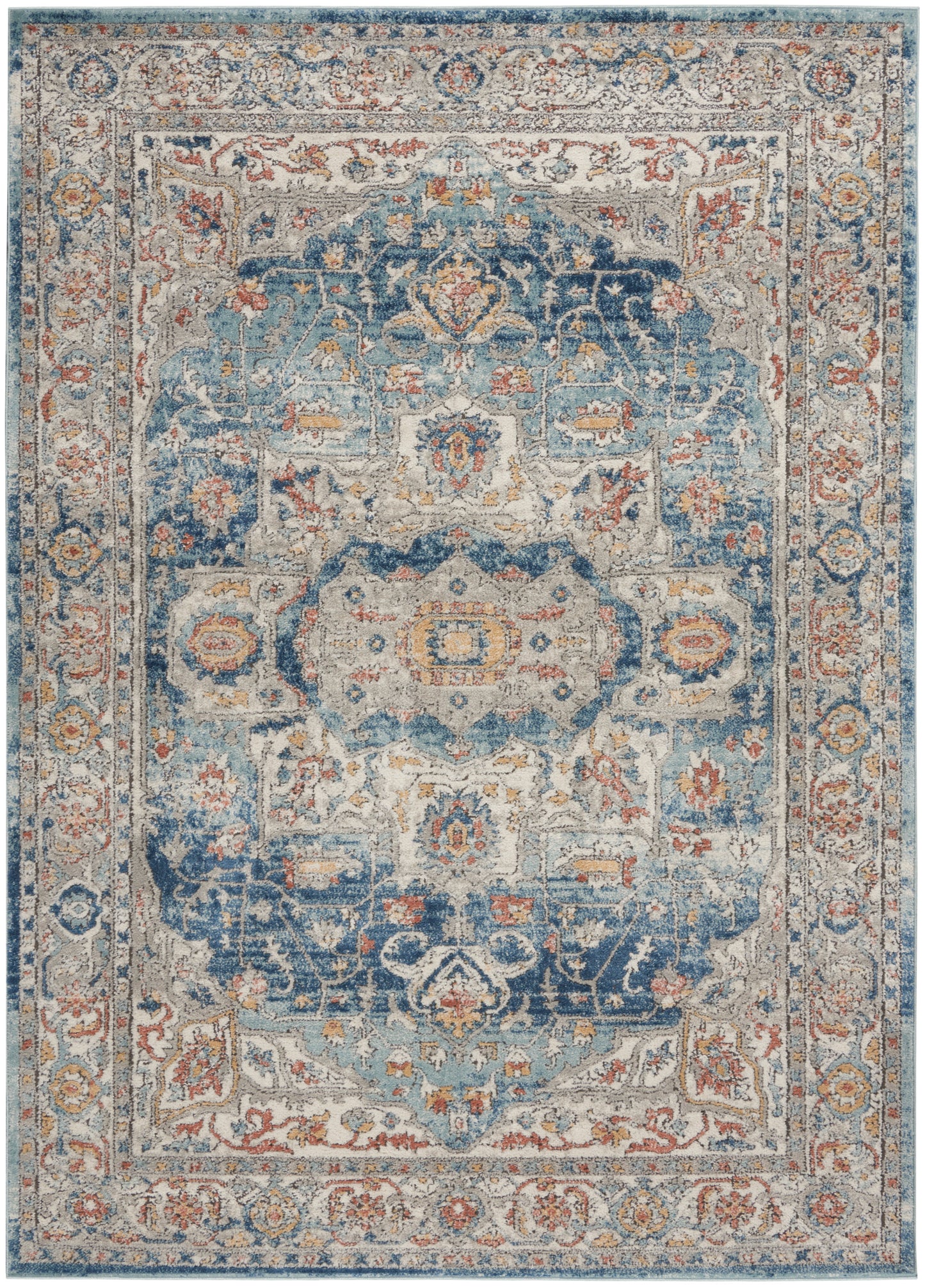 Nourison Quarry 5'3" x 7'3" Ivory Blue Vintage Indoor Rug