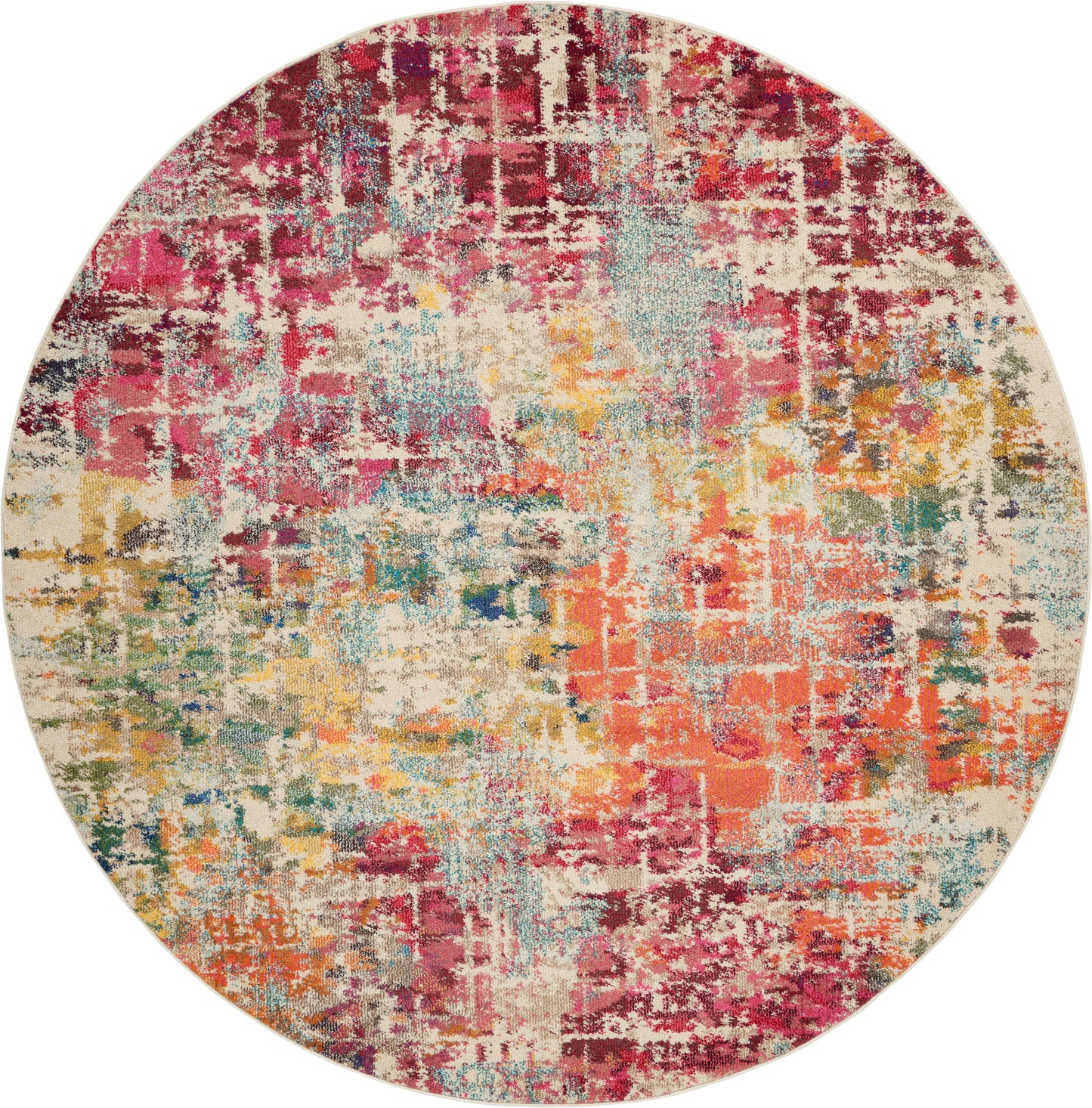 Nourison Celestial 7’10” x Round Pink/Multicolor Modern & Contemporary Indoor Rug