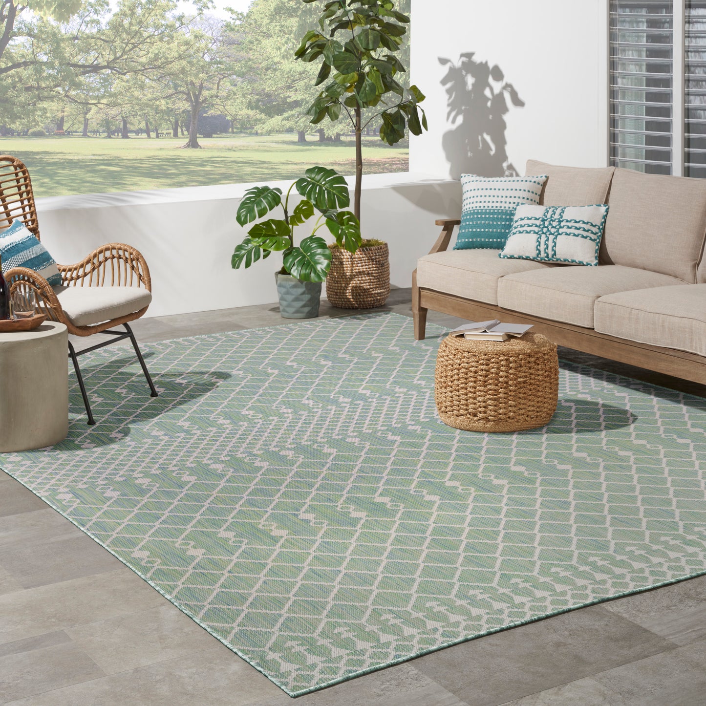 Nourison Positano 8' x 10' Blue Green Modern Rug