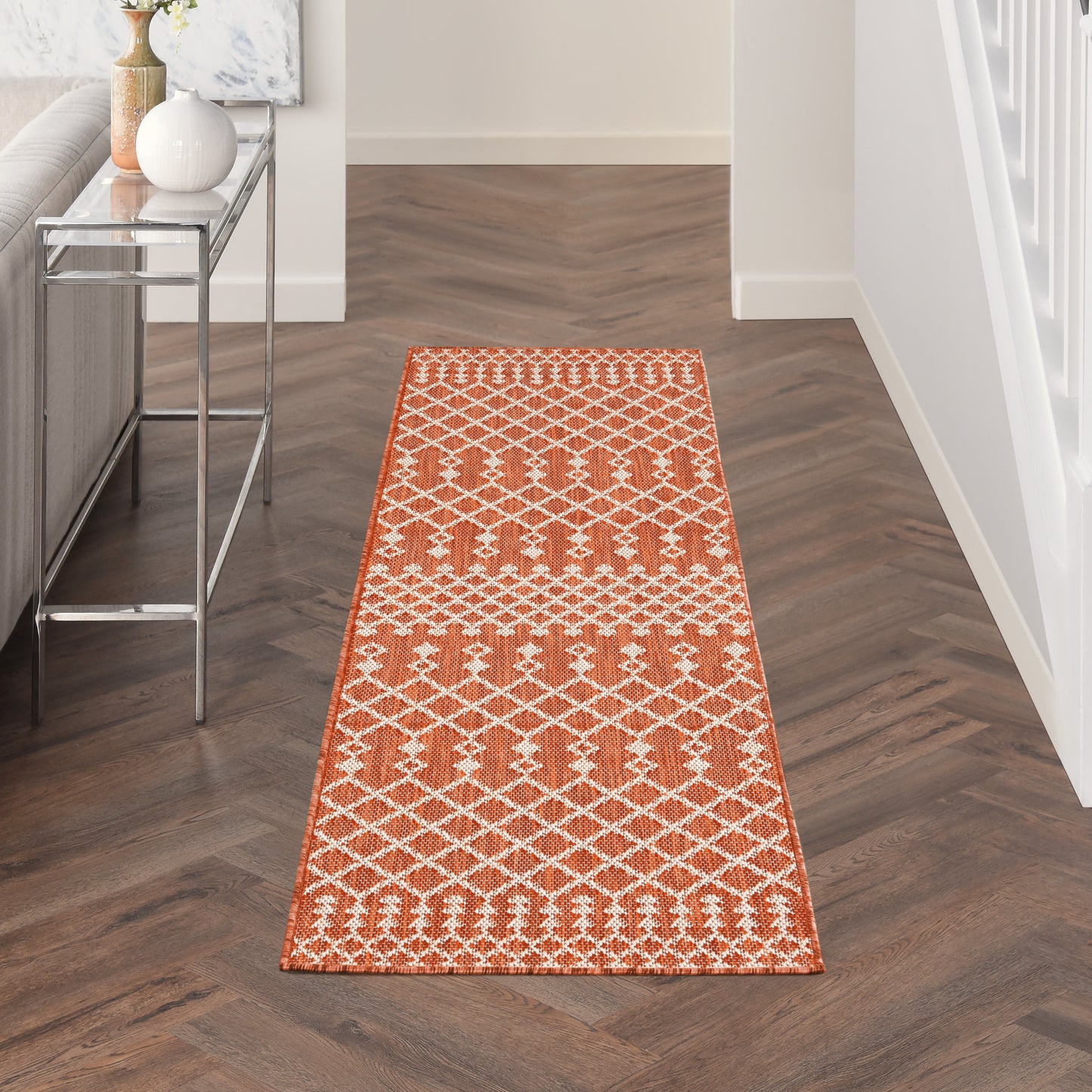 Nourison Positano 2' x 6' Terracotta Modern Rug