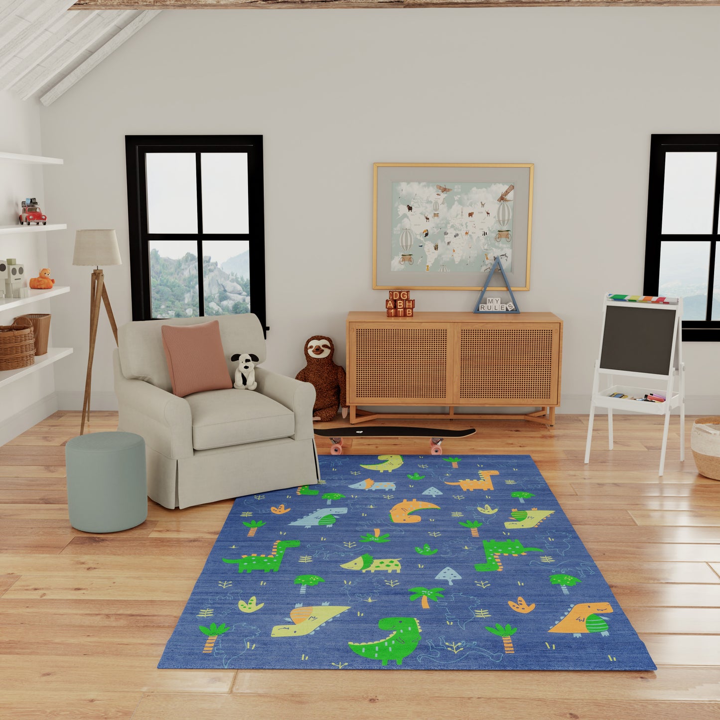 Nourison Imagination 6'6" x 9'2" Navy Multicolor Kids Indoor Rug