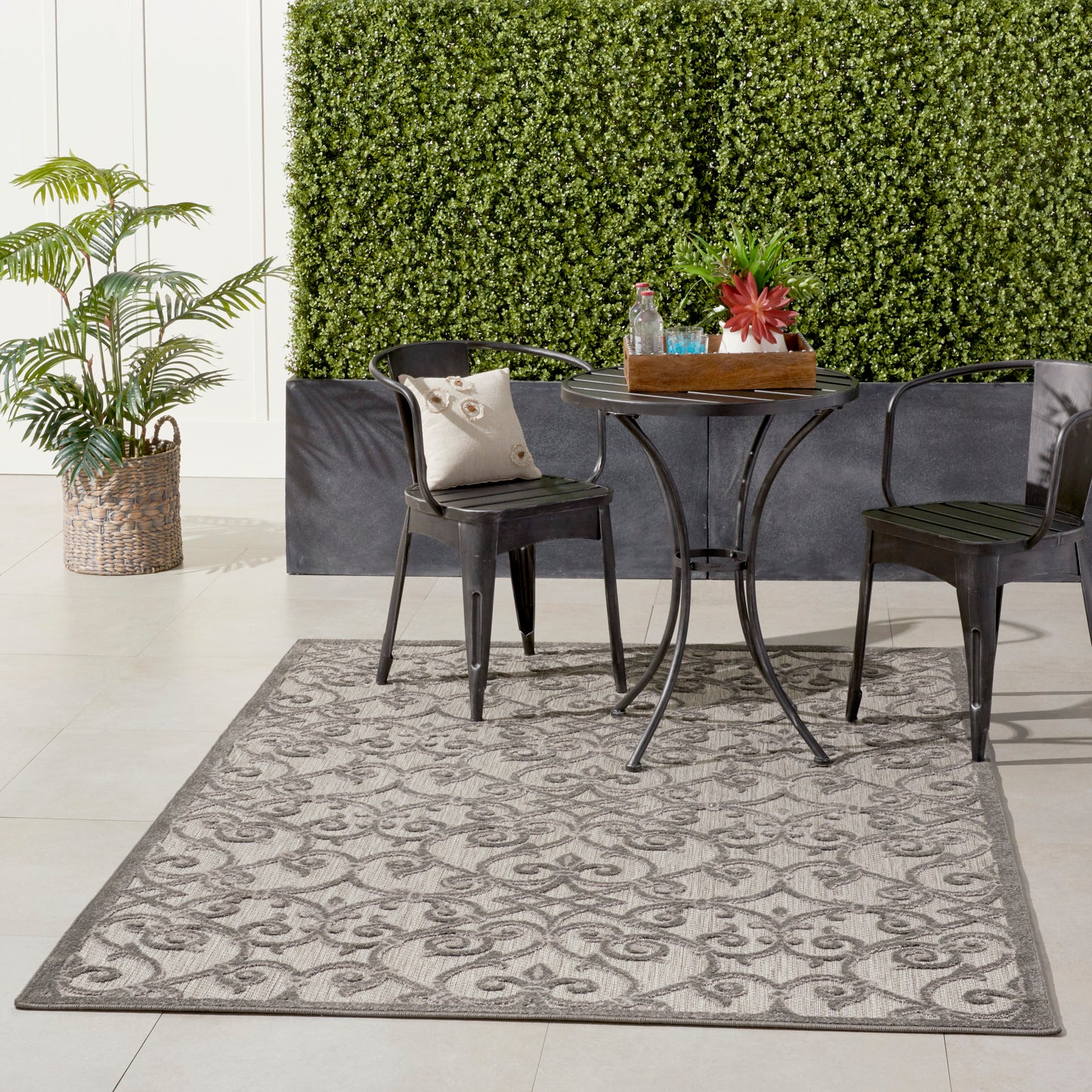 Nourison Aloha 5'3" x 7'5" Grey Charcoal Contemporary Rug