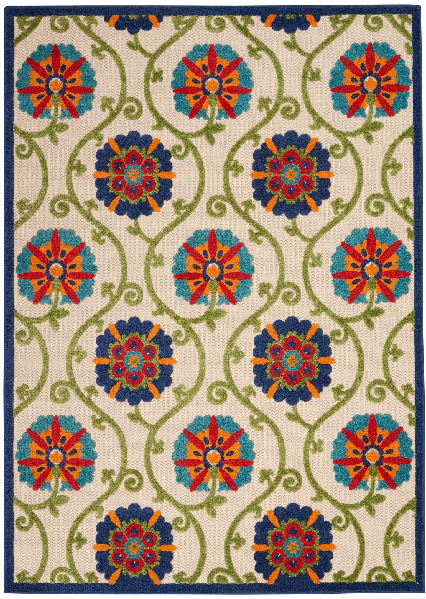 Nourison Aloha 3'6" x 5'6" Blue Multicolor Contemporary Rug