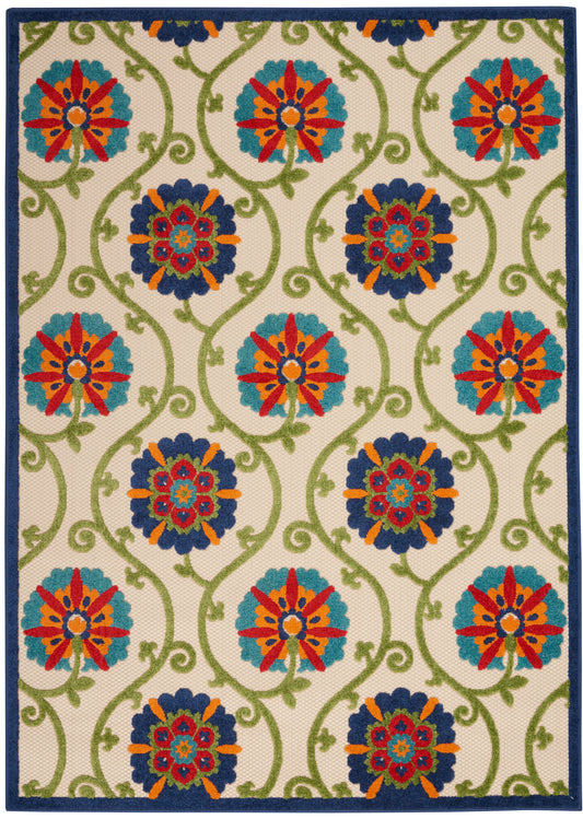 Nourison Aloha 3'6" x 5'6" Blue Multicolor Contemporary Rug