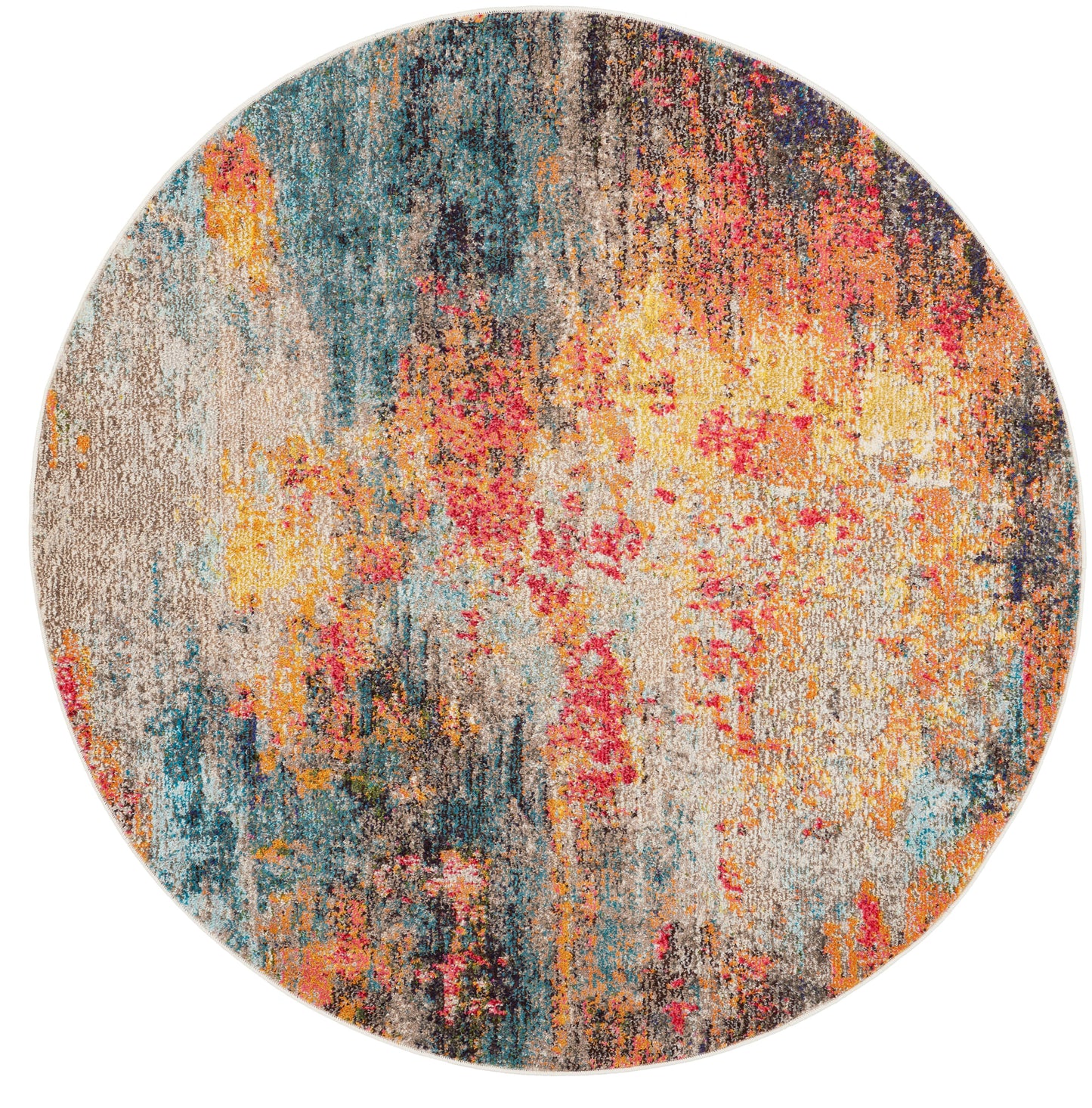 Nourison Celestial 4' x Round Multicolor Modern Indoor Rug