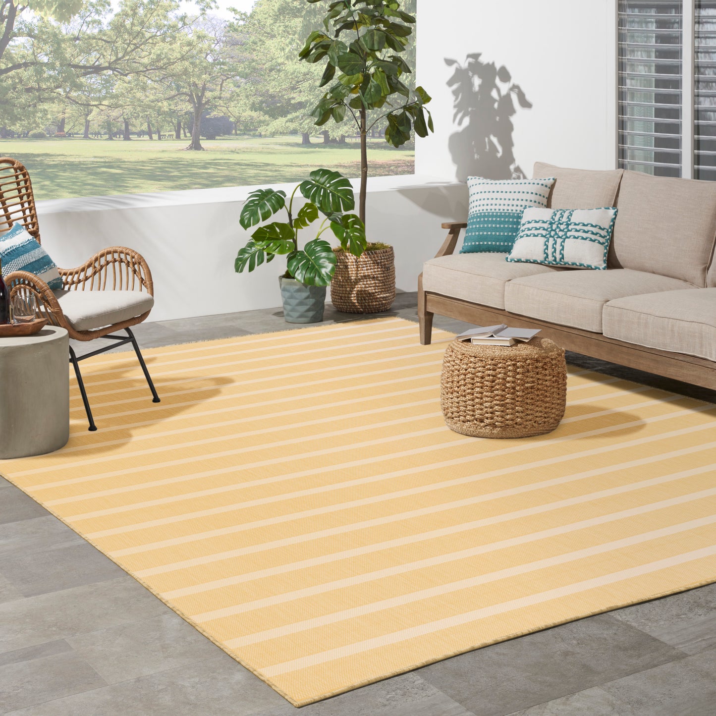 Nourison Positano 8' x 10' Yellow Ivory Modern Rug