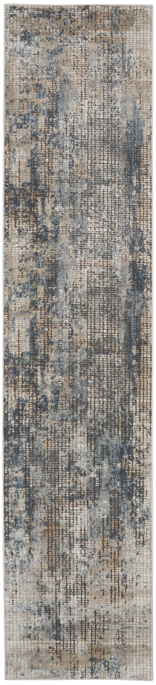 Nourison Quarry 2'2" x 7'6" Blue Beige Modern Indoor Rug