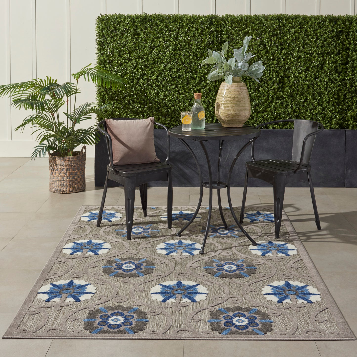 Nourison Aloha 6' x 9' Grey/Blue Contemporary Rug