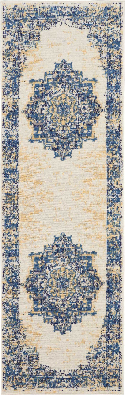 Nourison Grafix 2'3" x 7'6" White Vintage Indoor Rug