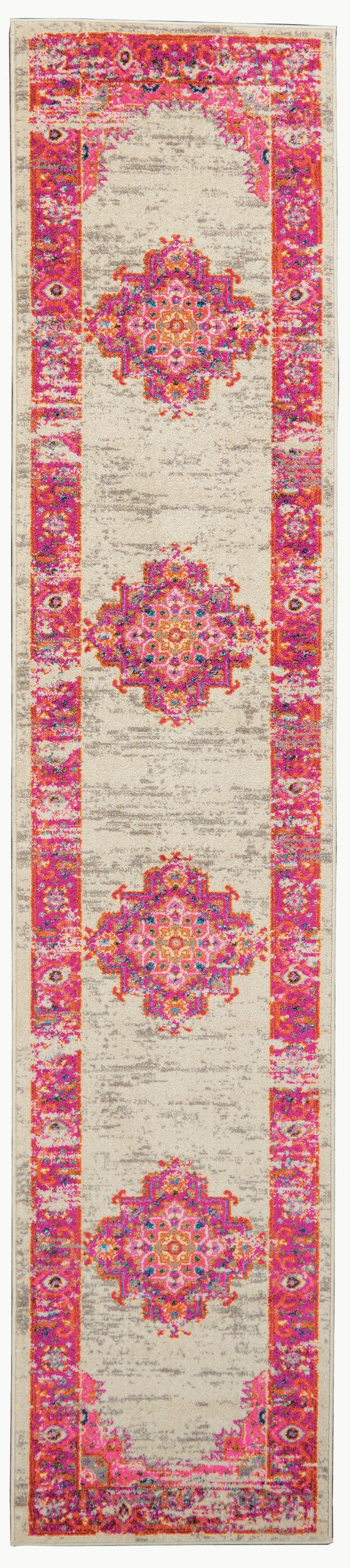 Nourison Passion 2'2" x 7'6" Ivory/Fuchsia Bohemian Indoor Rug