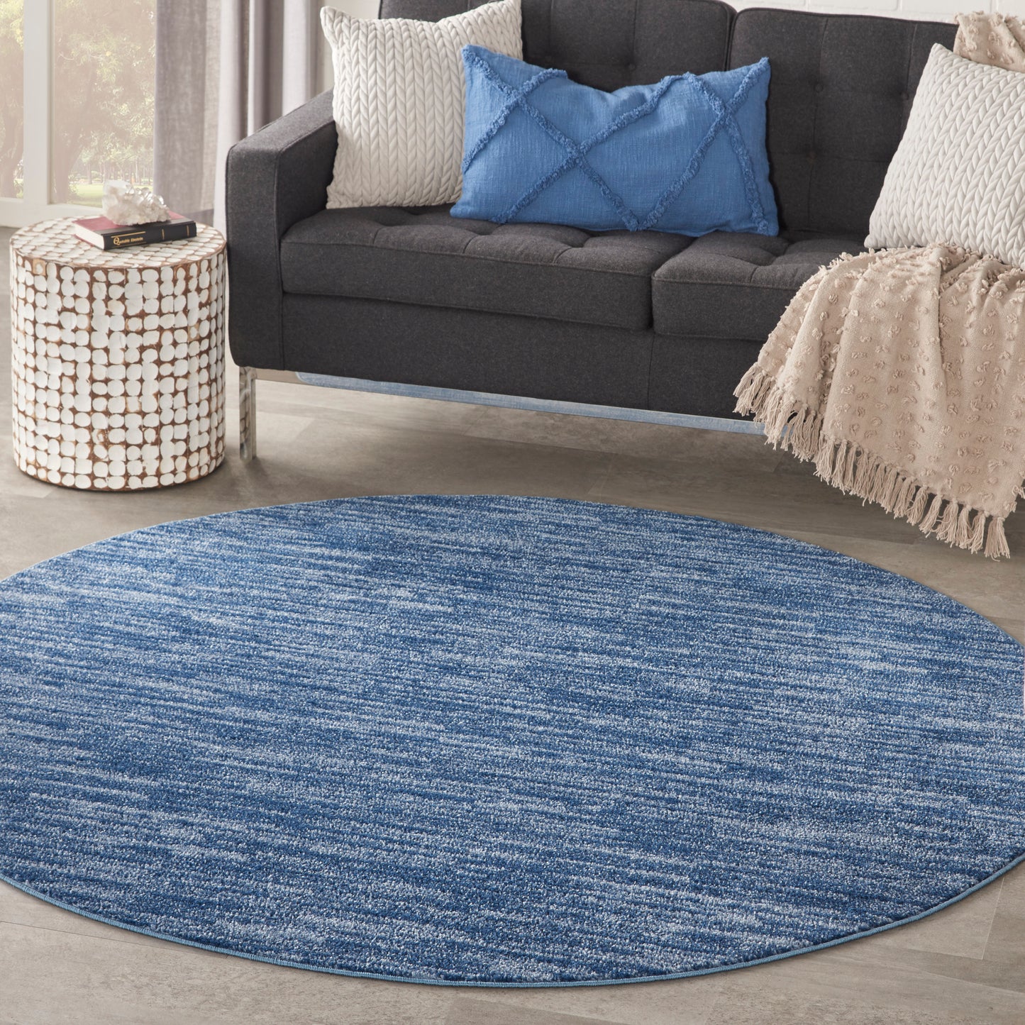 Nourison Nourison Essentials 6' x Round Navy Blue Outdoor Rug