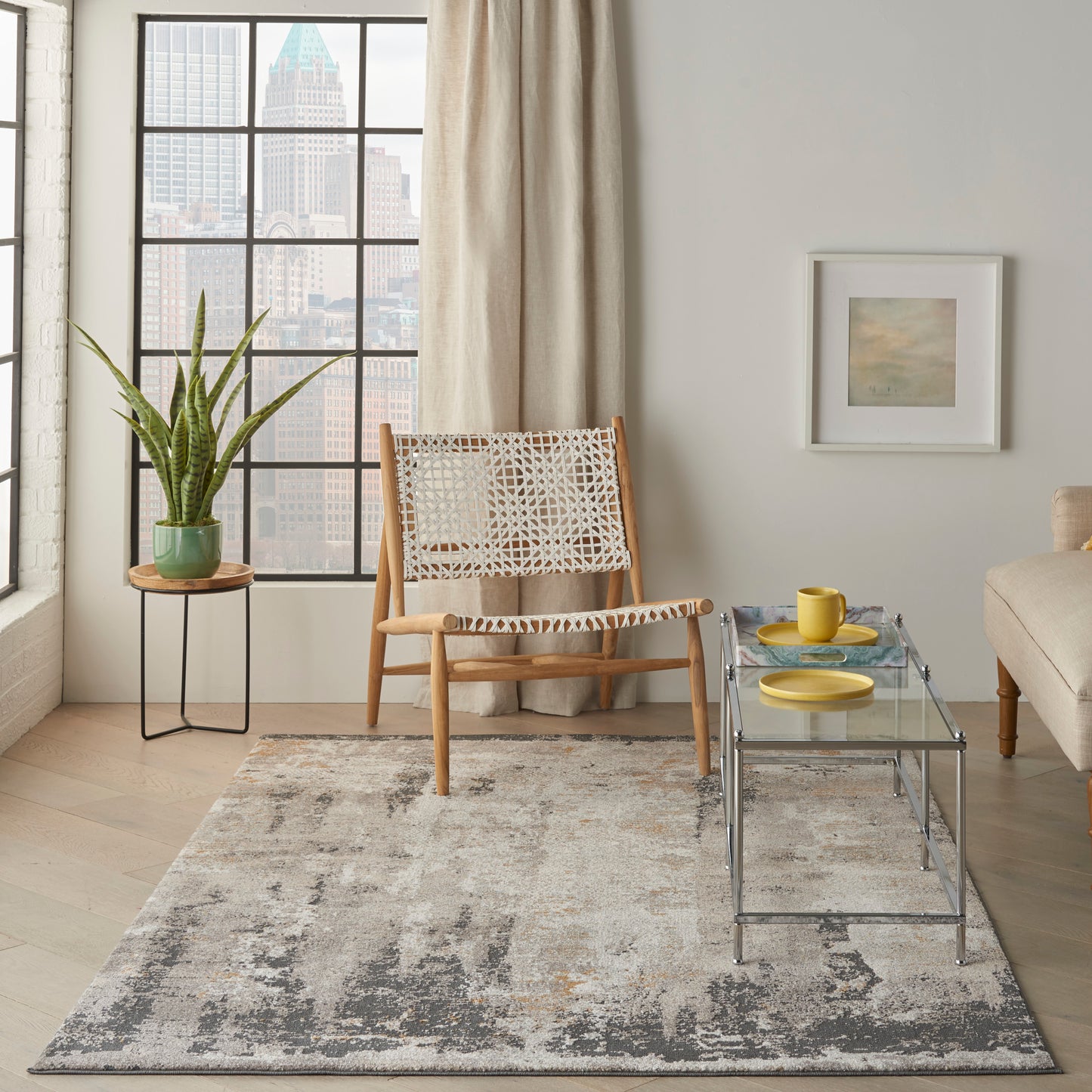 Nourison Tangra 4' x 6' Cream Grey Modern Indoor Rug