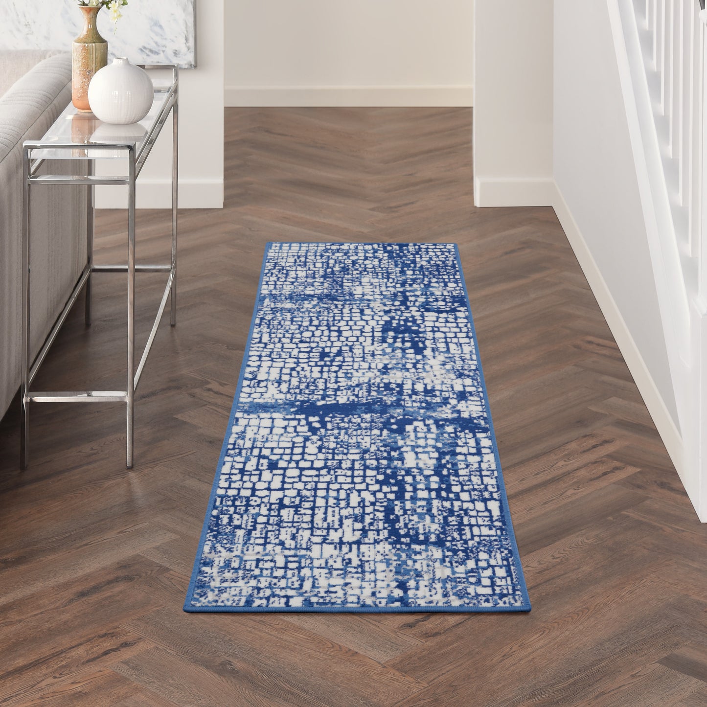 Nourison Whimsicle 2' x 8' Ivory Navy Modern Indoor Rug