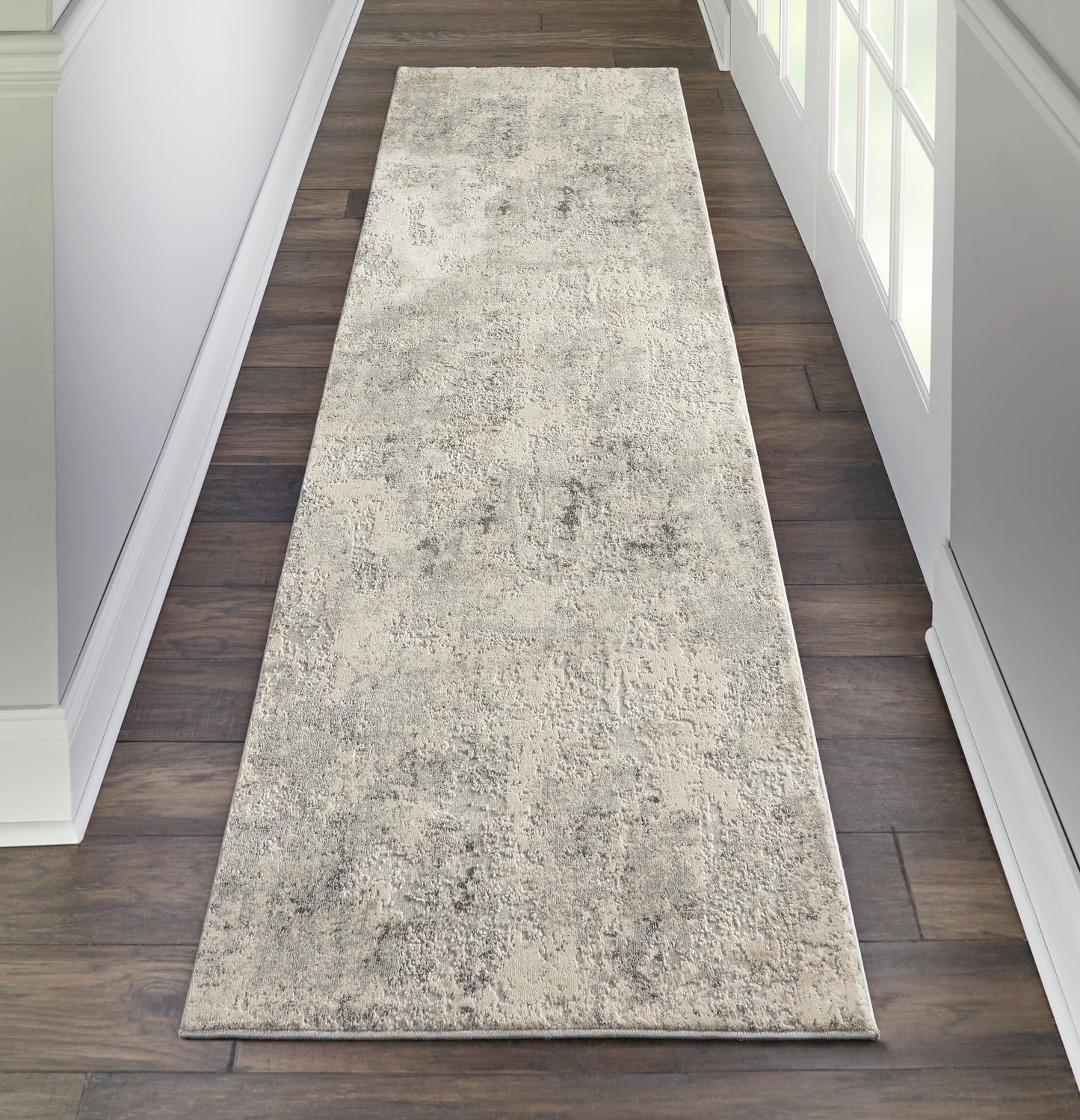 Nourison Rustic Textures 2'2" x 7'6" Grey Beige Modern Indoor Rug