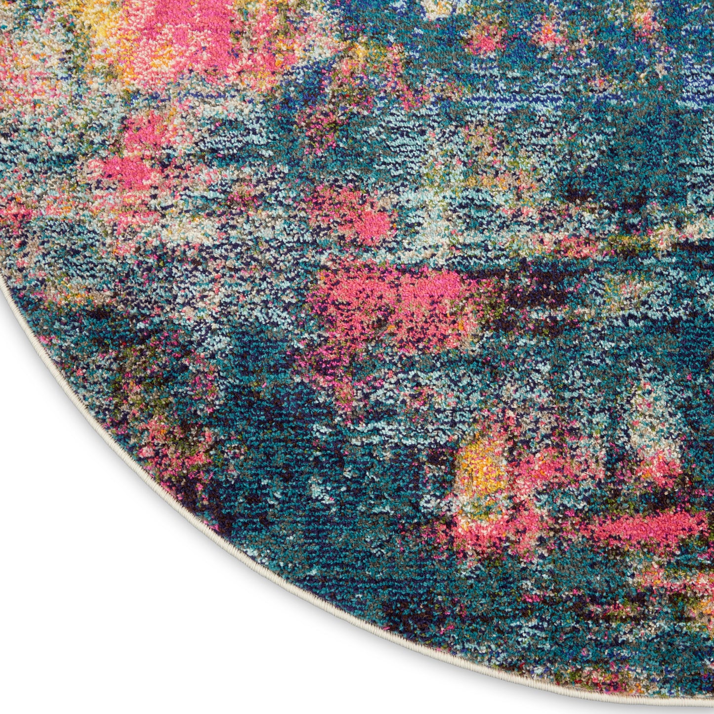 Nourison Celestial 5'3" x Round Blue Yellow Modern & Contemporary Indoor Rug