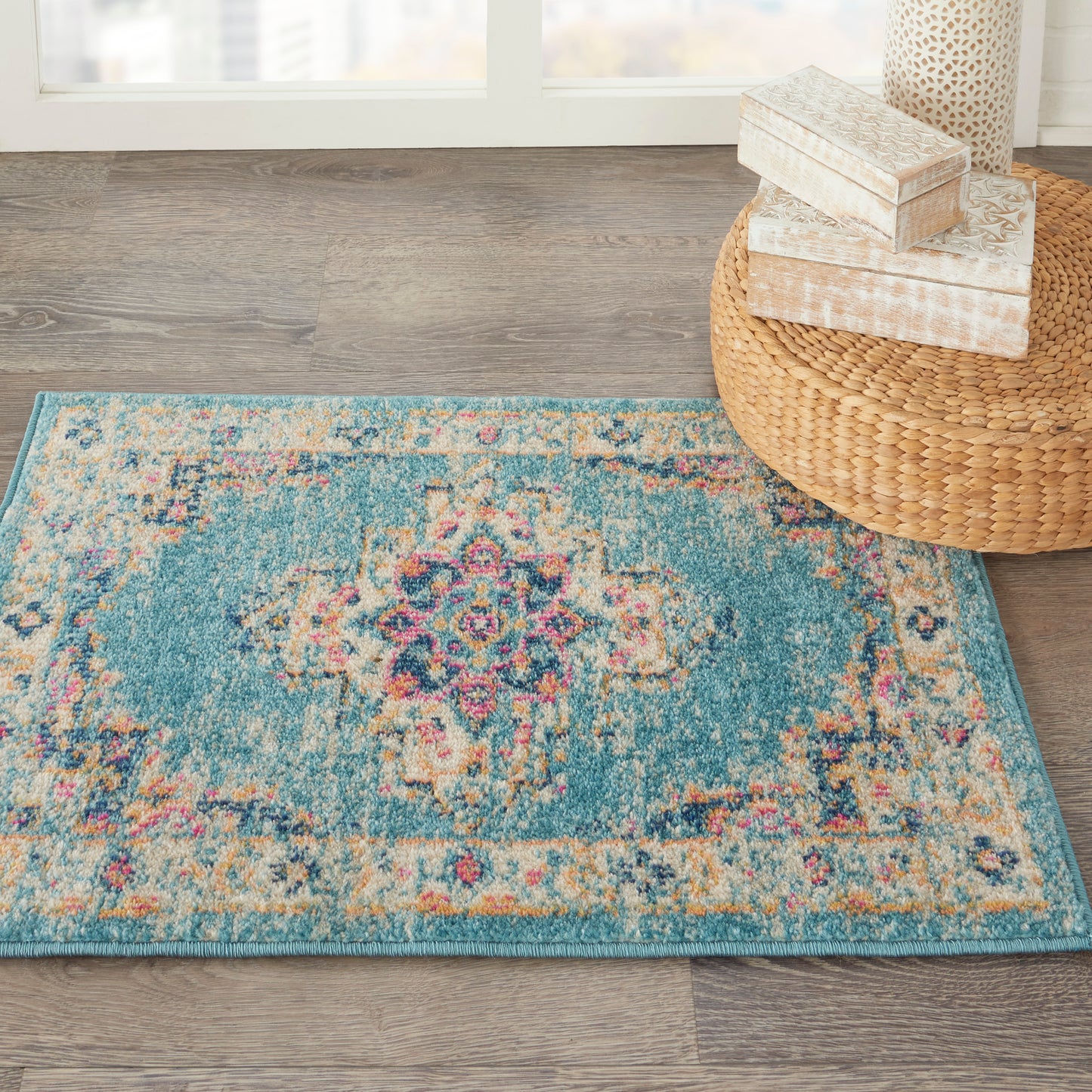 Nourison Passion 1'10" x 2'10" Light Blue Bohemian Indoor Rug