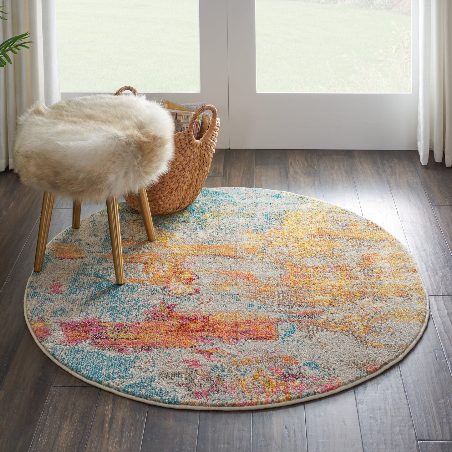 Nourison Celestial 4' x Round Sealife Modern Indoor Rug