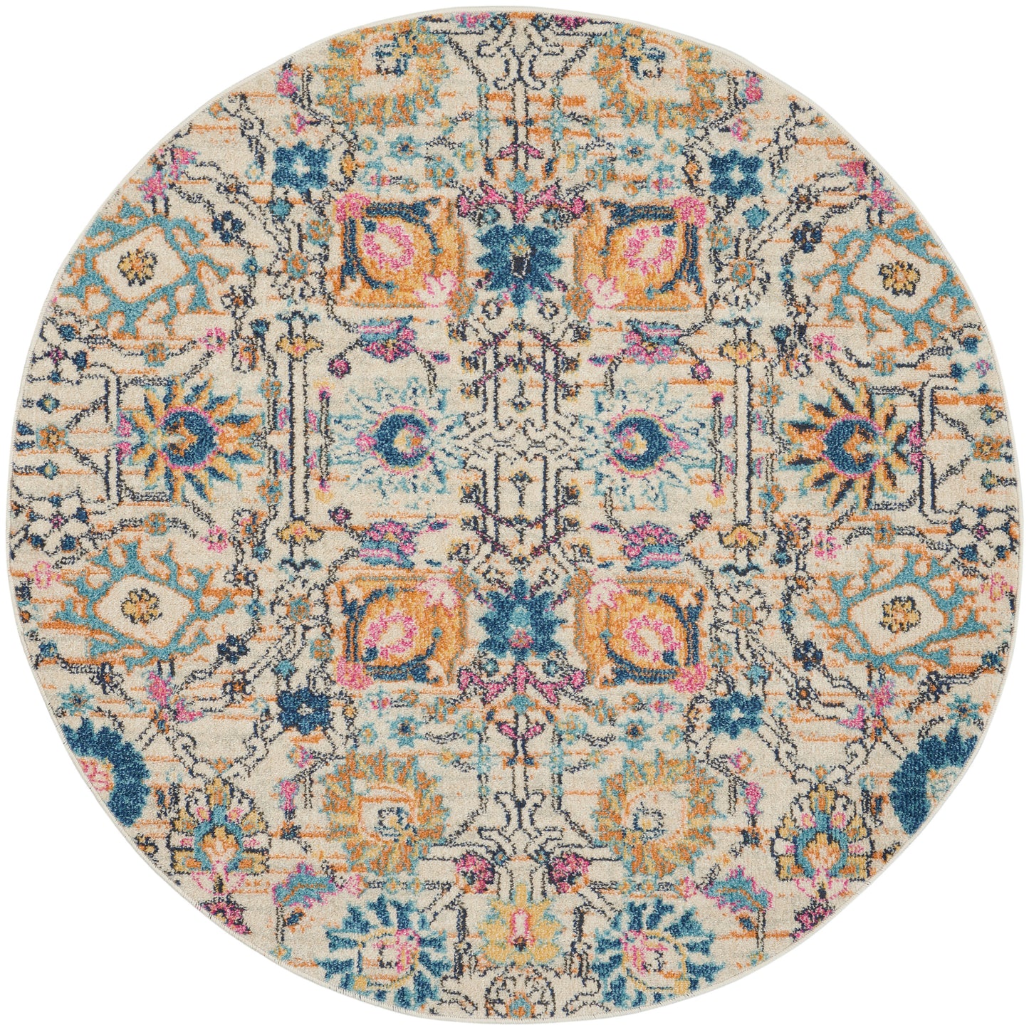 Nourison Passion 4' x Round Ivory/Multi Bohemian Indoor Rug