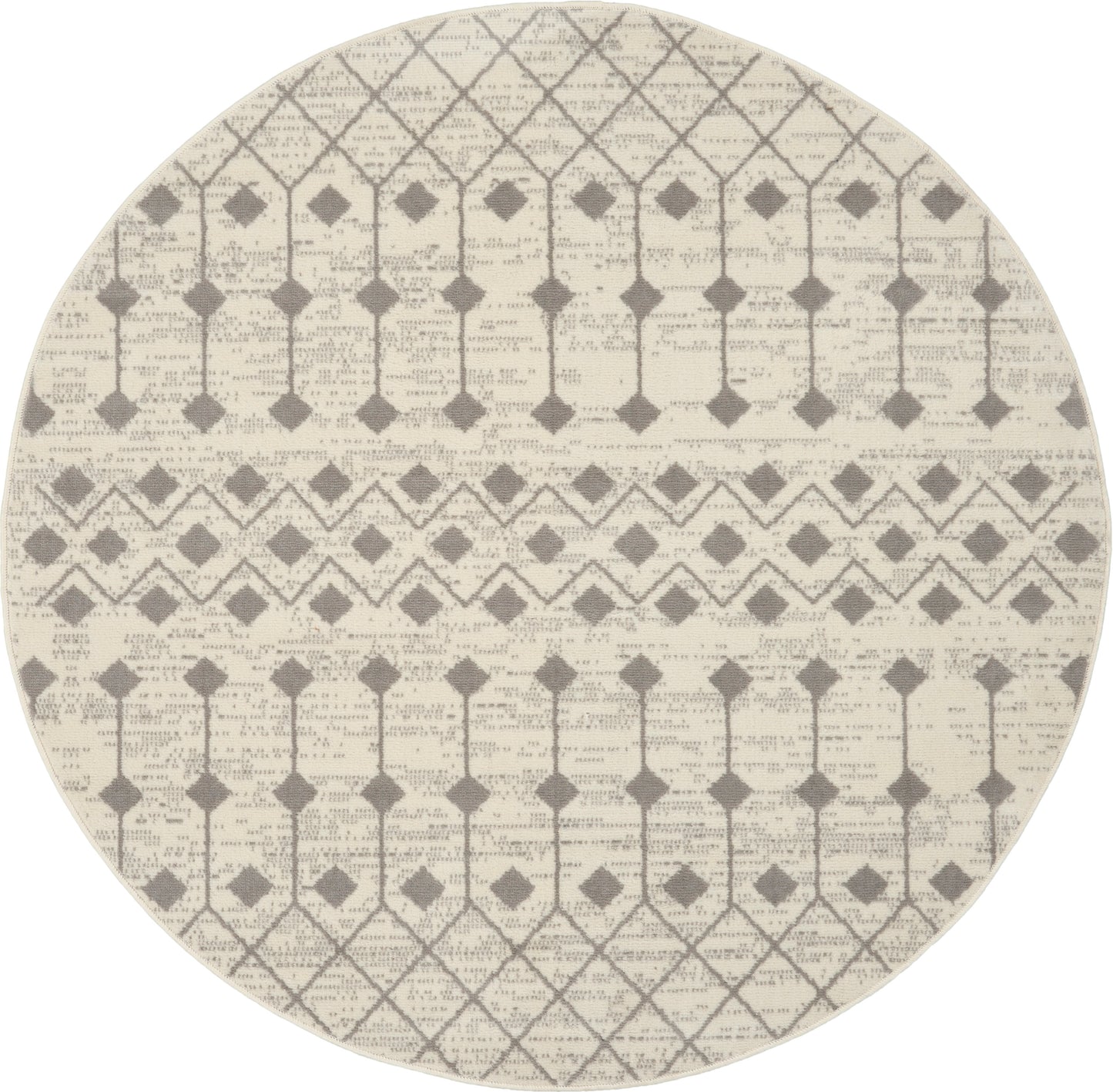 Nourison Grafix 5'3" x Round Ivory/Grey Bohemian Indoor Rug