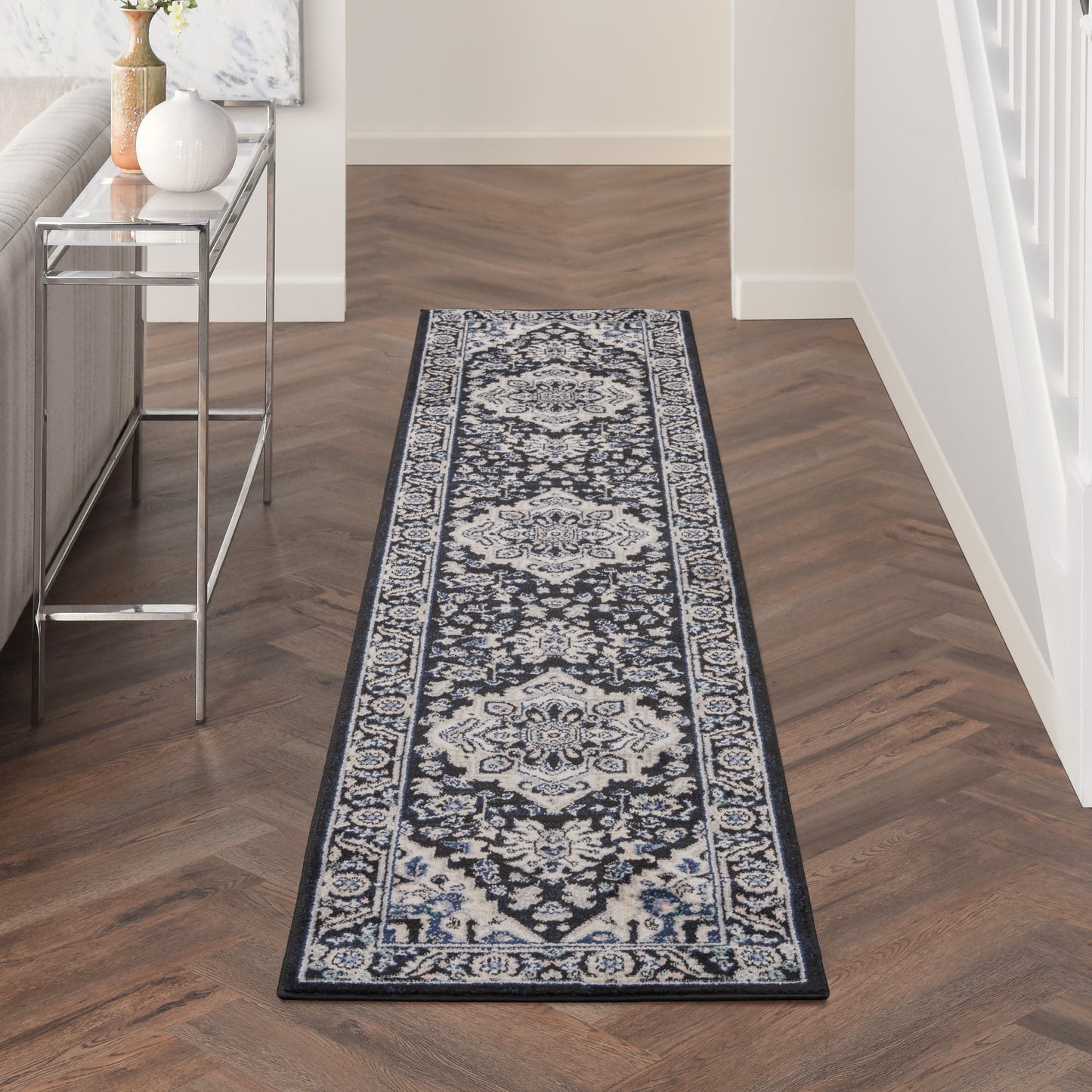 Nourison Passion 2'2" x 10' Black Ivory Bohemian Indoor Rug