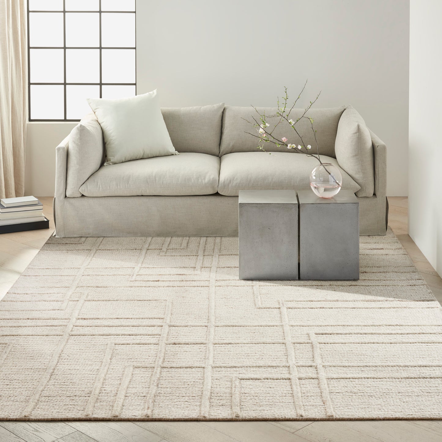 Calvin Klein CK045 Impressions 7'9" x 9'9" Sand Modern Indoor Rug