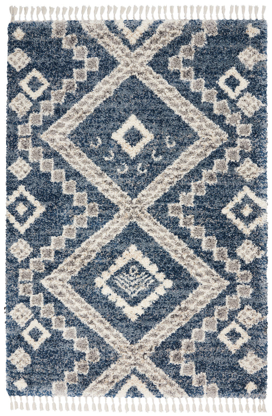 Nourison Oslo Shag 4' x 6' Denim Blue Shag Indoor Rug