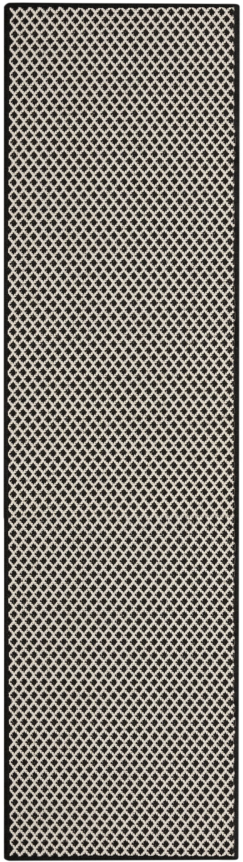 Nourison Courtyard 2' x 6' Black White Modern Rug