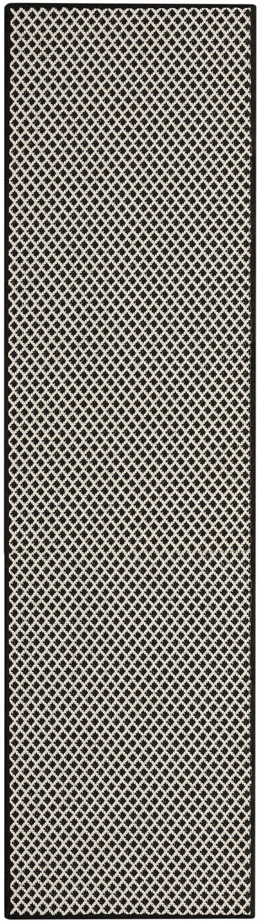 Nourison Courtyard 2' x 6' Black White Modern Rug