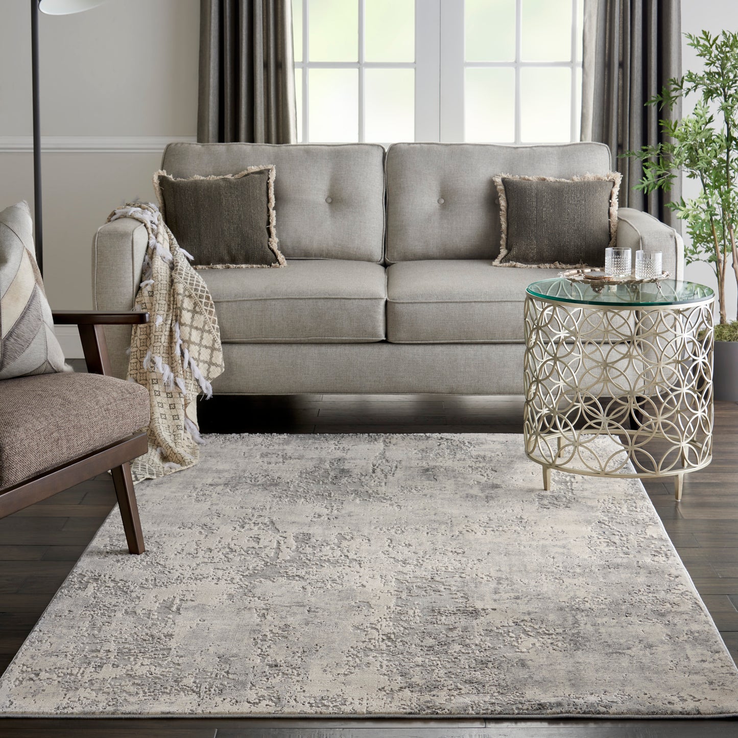 Nourison Rustic Textures 3'11" x 5'11" Grey Beige Modern Indoor Rug