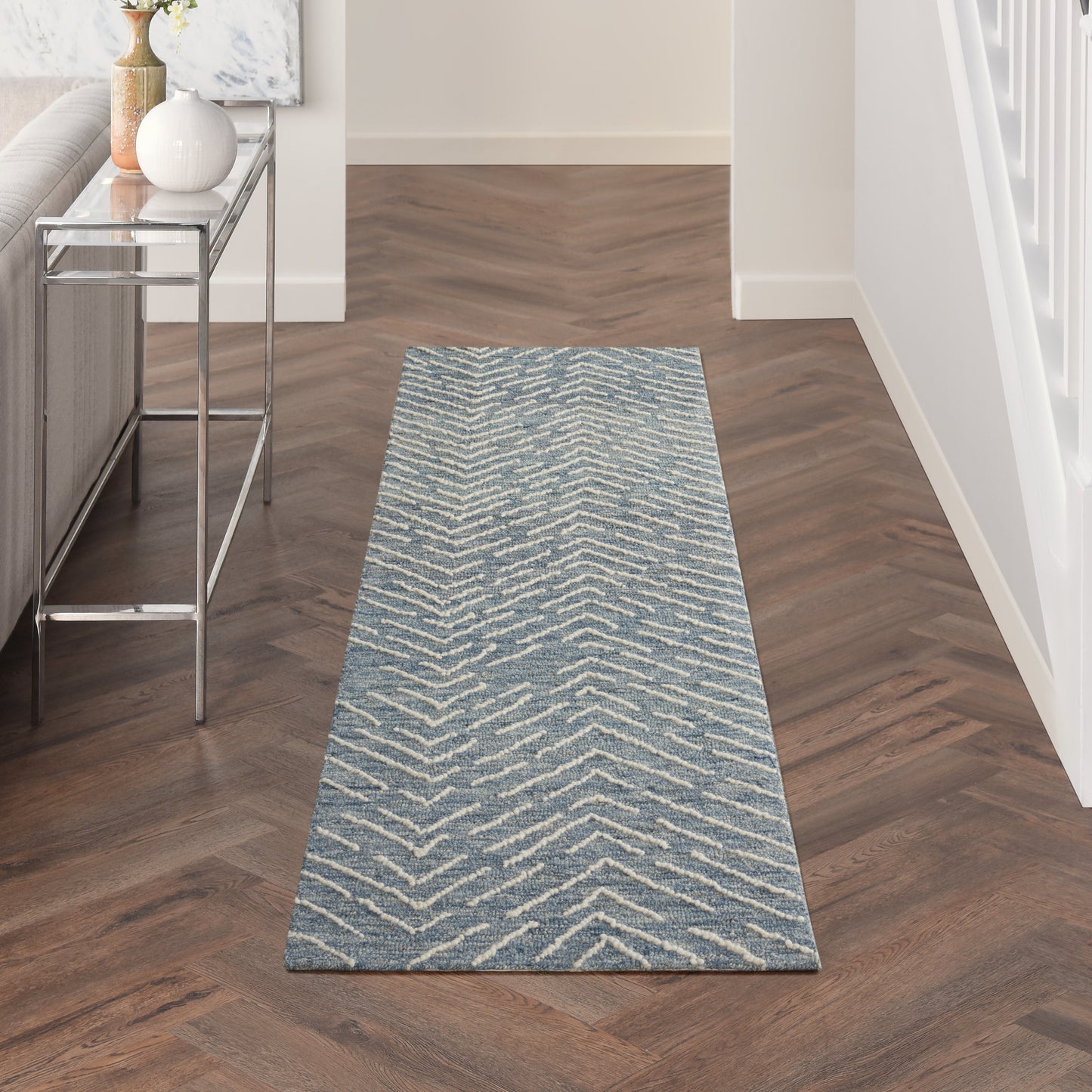 Nourison Colorado 2'3" x 7'6" Indigo Ivory Modern Indoor Rug