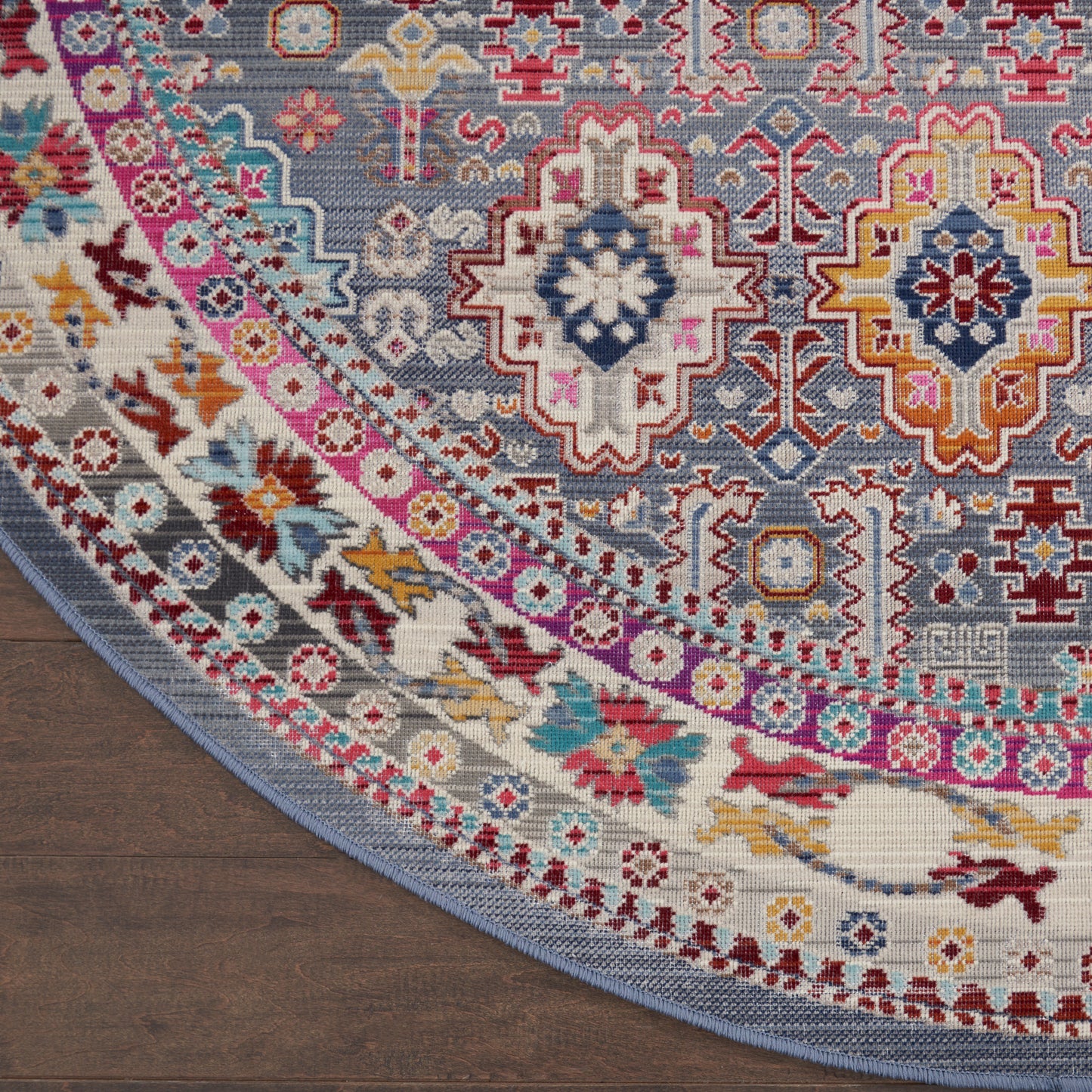 Nourison Vintage Kashan 6' x Round Grey/Multi Bohemian Indoor Rug