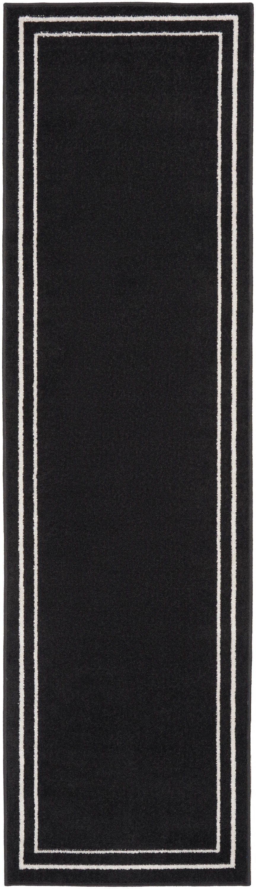 Nourison Nourison Essentials 2'2" x 12' Black Ivory Outdoor Rug