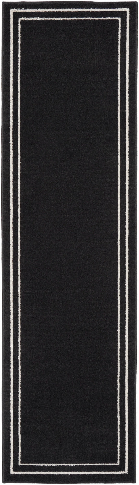 Nourison Nourison Essentials 2'2" x 12' Black Ivory Outdoor Rug