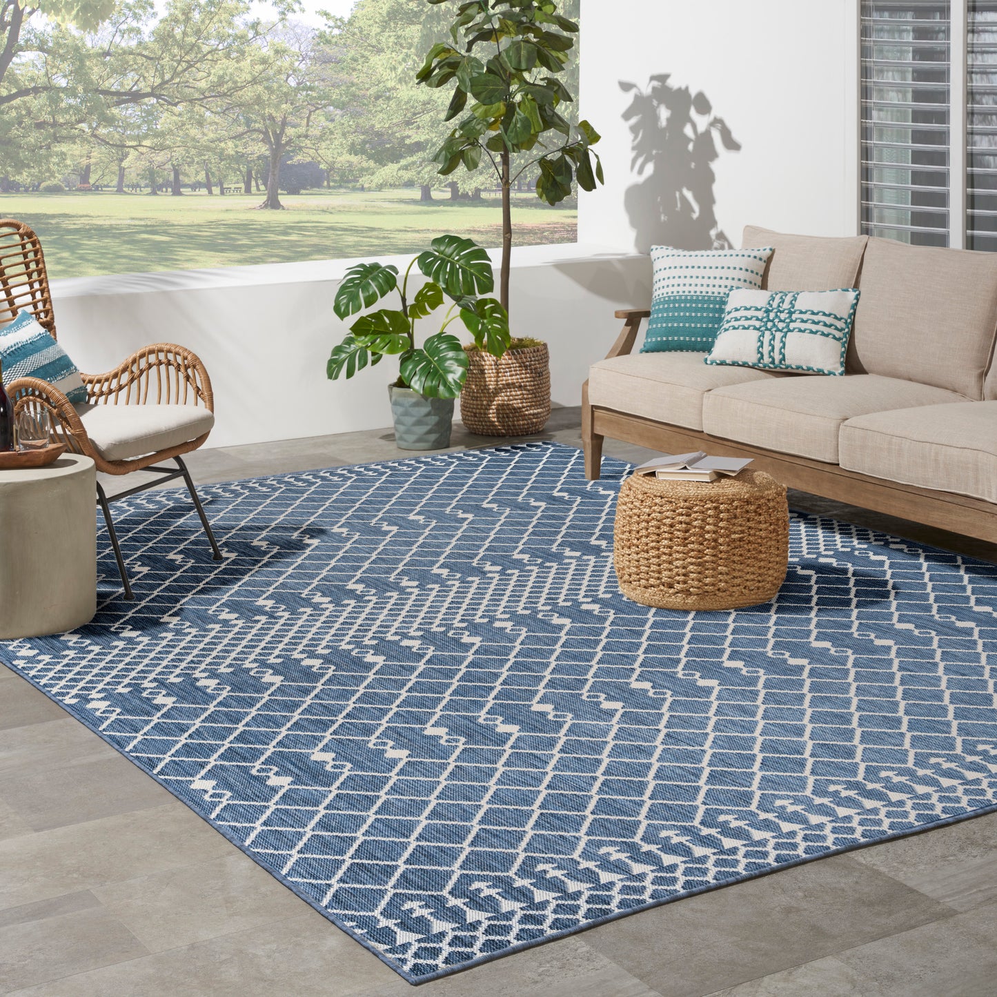 Nourison Positano 8' x 10' Navy Blue Modern Rug