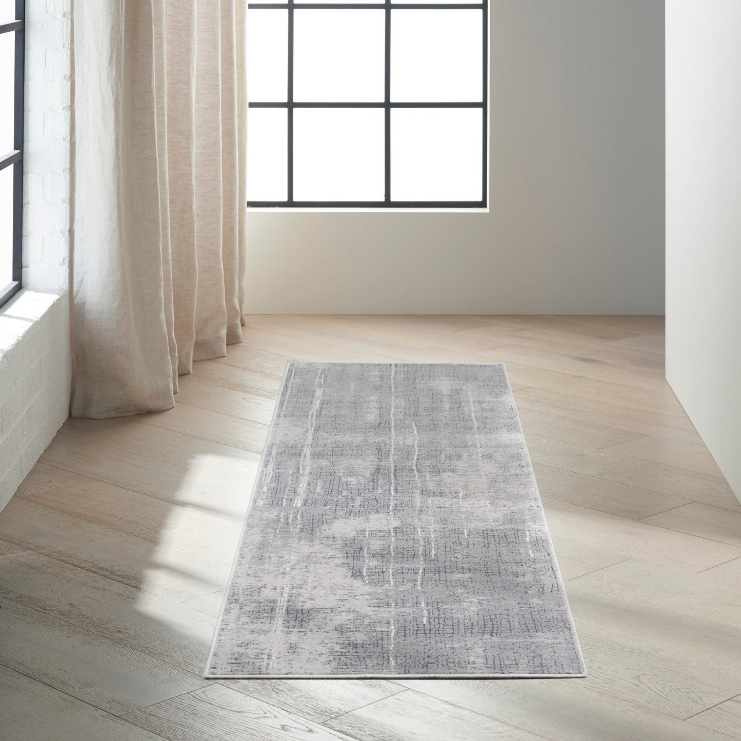 Calvin Klein CK970 Vapor 2'2" x 7'6" Grey Ivory Modern Indoor Rug