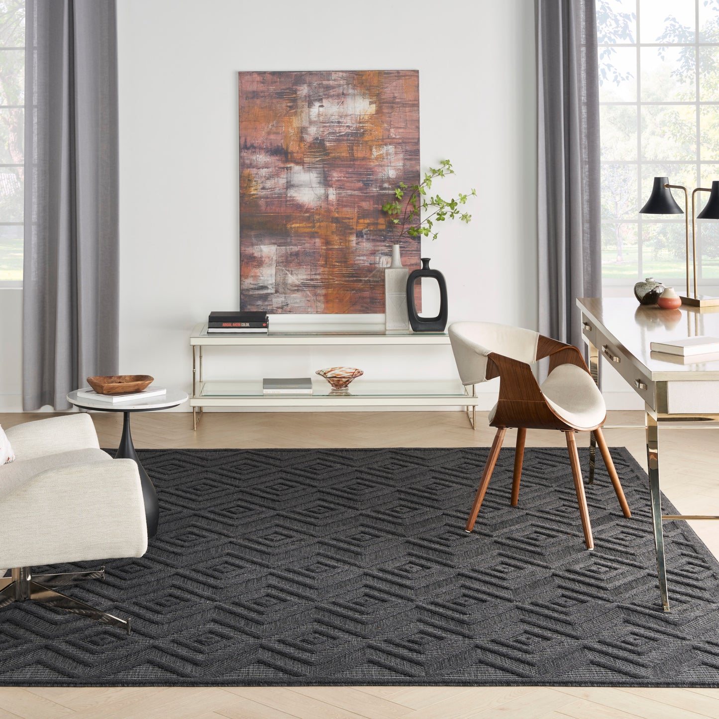 Nourison Versatile 8' x 10' Charcoal Black Modern Rug