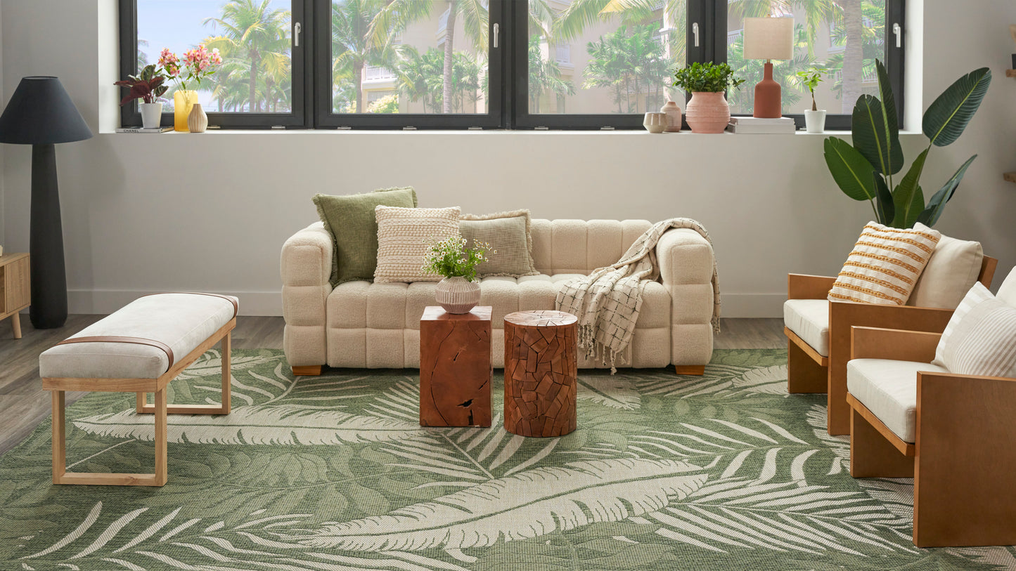 Nourison Garden Oasis 9' x 12' Green Ivory Outdoor Rug