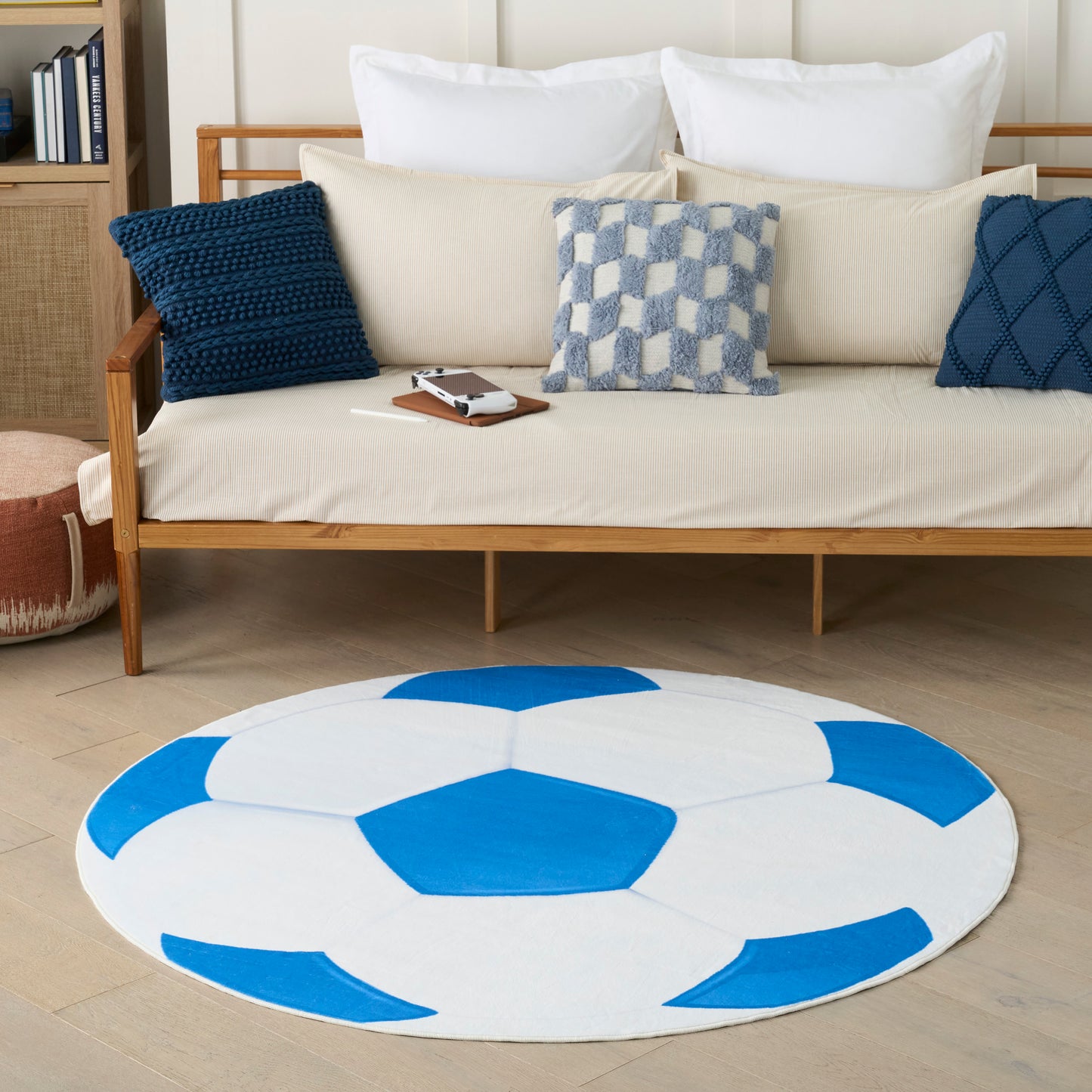 Nourison Imagination 5' x Round Blue Kids Indoor Rug