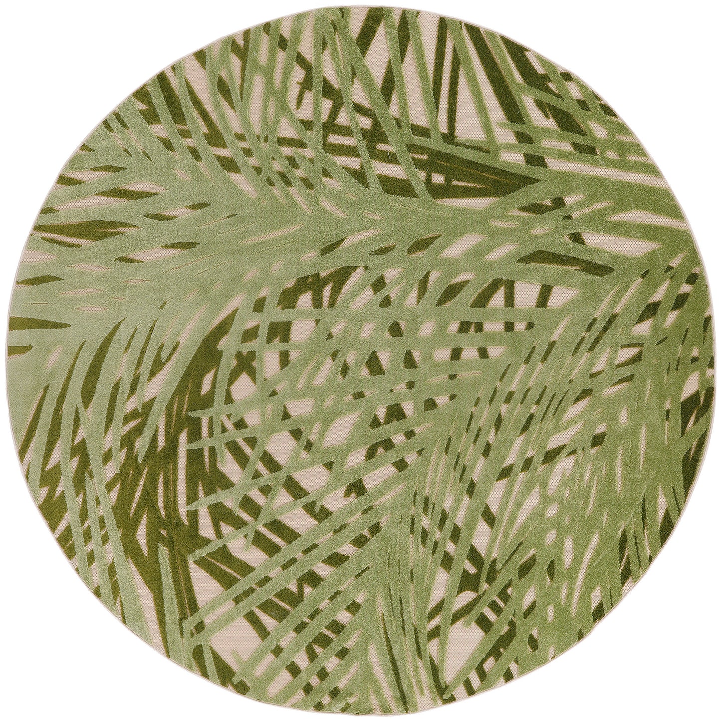 Nourison Aloha 7'10" x Round Ivory Green Outdoor Rug