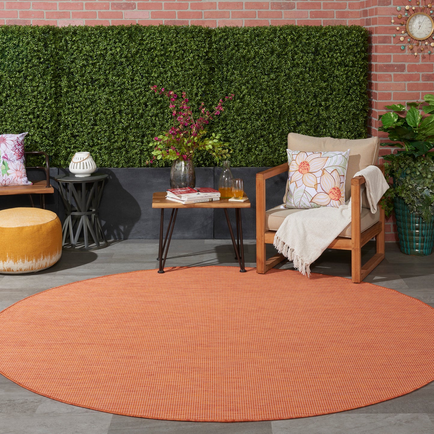 Nourison Positano 8' x Round Terracotta Modern Rug