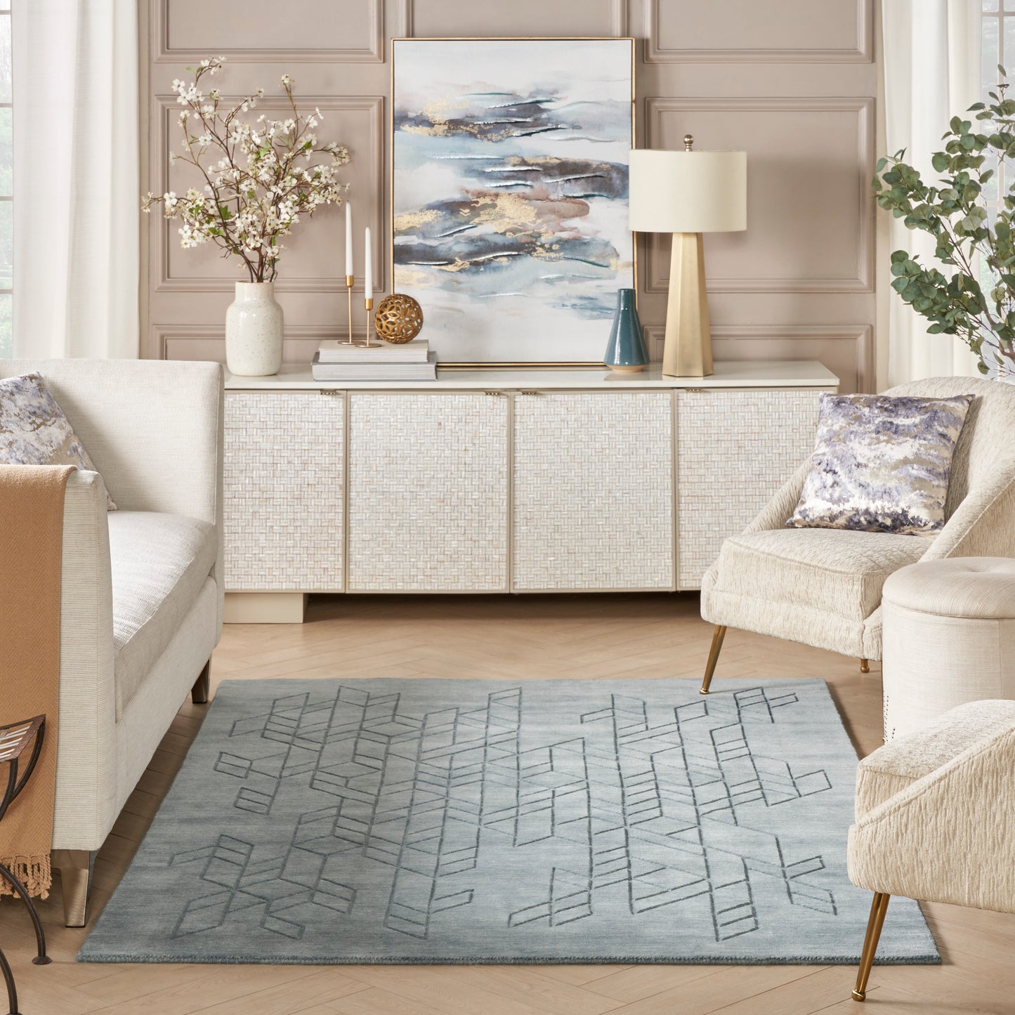 Nourison Alessia 5'3" x 7'5" Blue Modern Indoor Rug