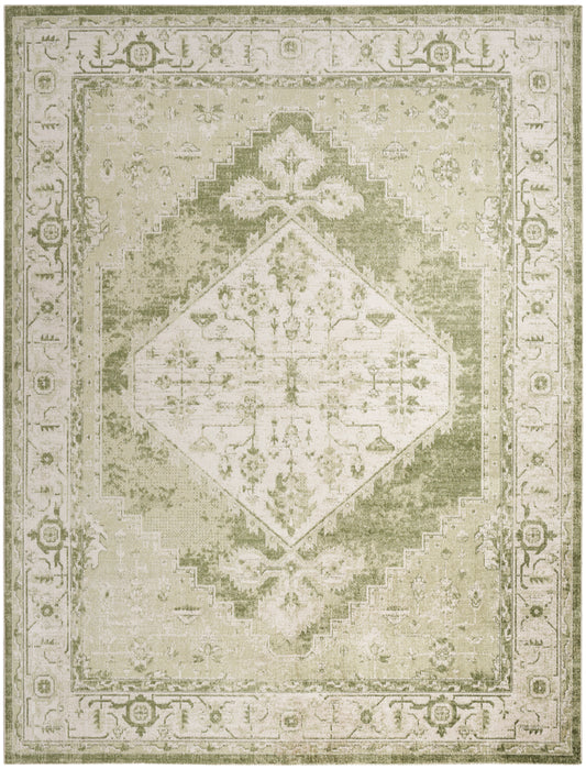 Nourison Astra Machine Washable 9' x 12' Ivory Green Vintage Indoor Rug