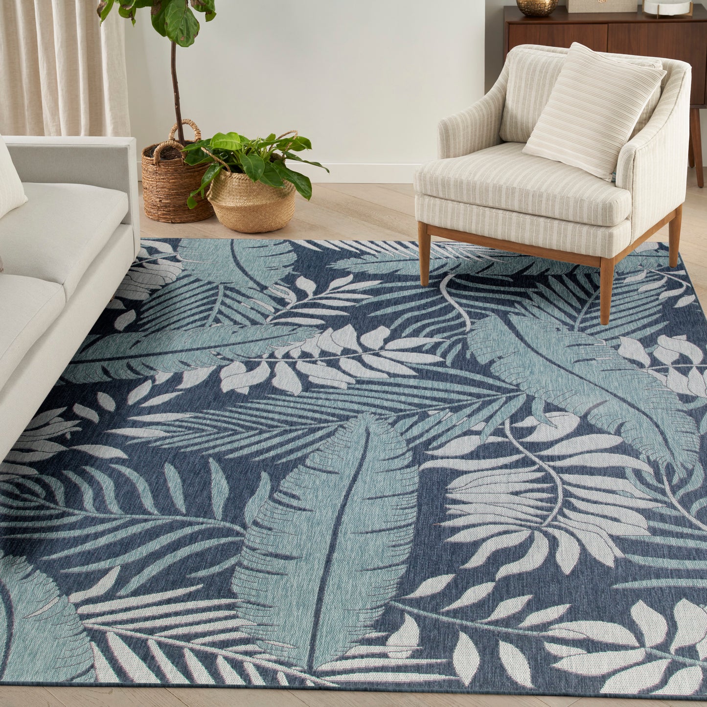 Nourison Garden Oasis 8' x 10' Navy Tropical Rug