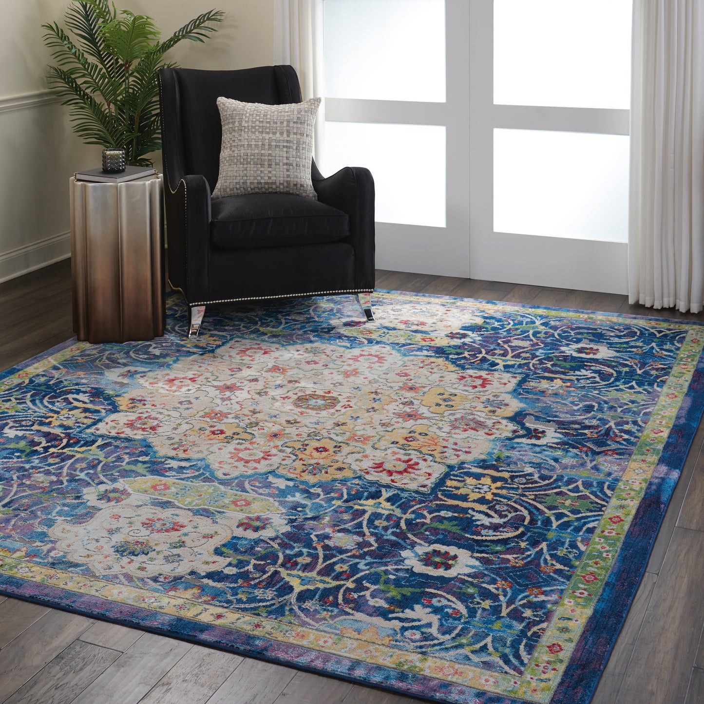 Nourison Ankara Global 8'10" x 11'10" Blue Vintage Indoor Rug