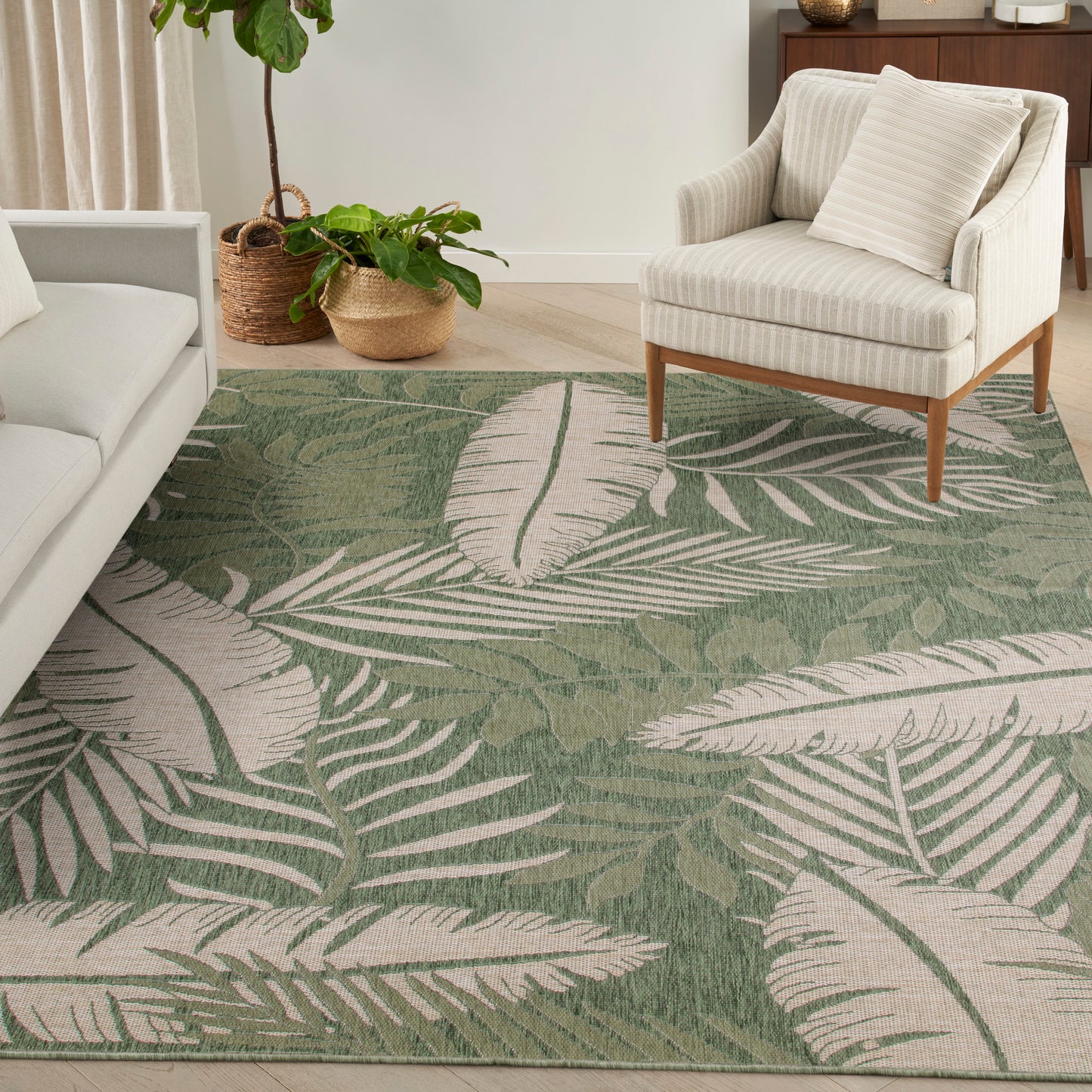 Nourison Garden Oasis 8' x 10' Green Ivory Outdoor Rug