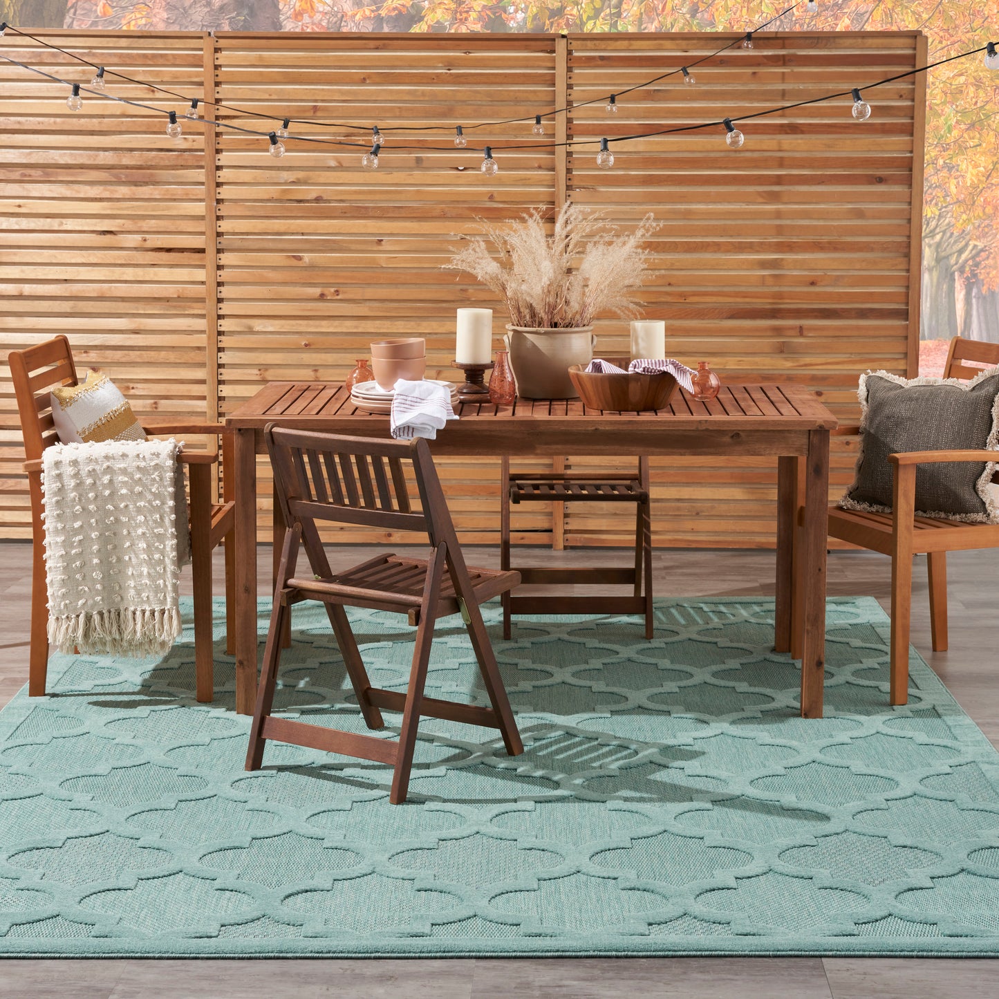 Nourison Easy Care 8' x 10' Aqua Teal Modern Rug